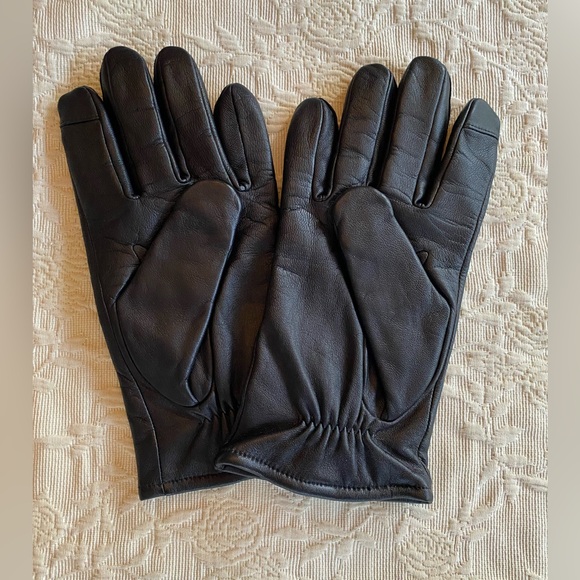Saks Fifth Ave Men's Like New Black Leather Gloves Sz L/XL Cashmere Lined - Picture 2 of 3